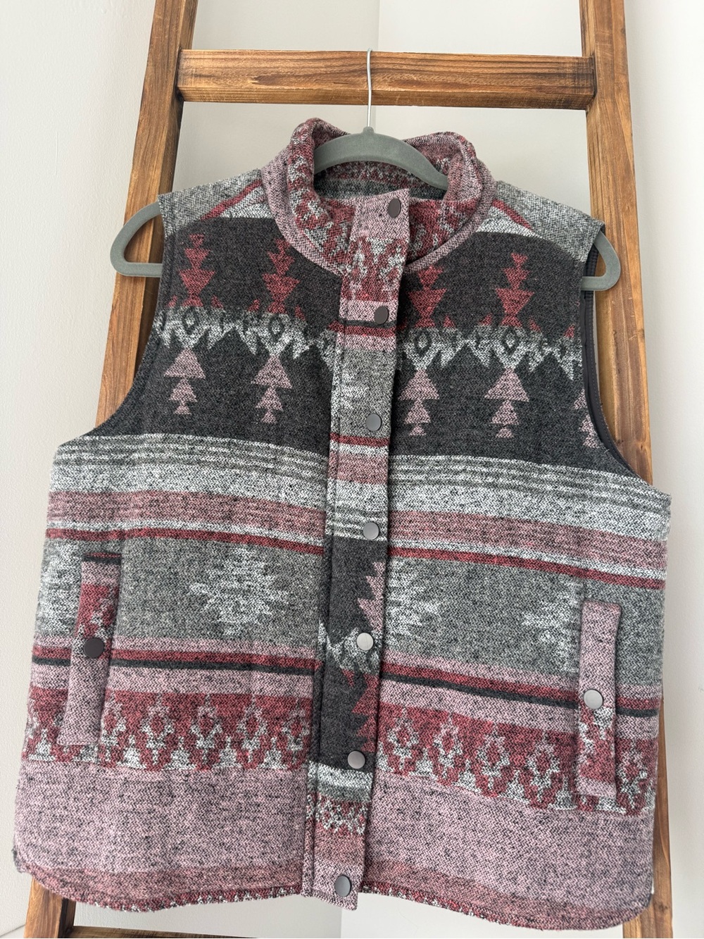 Staccato Western Pattern Snap-Front Vest, Size L